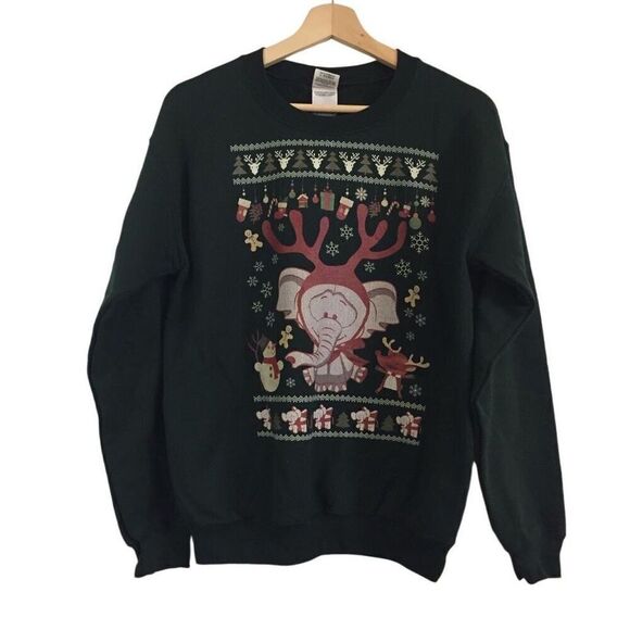 Christmas Elephant Crewneck Sweatshirt Size Small - Picture 1 of 1